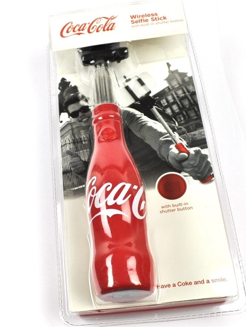 Coca Cola Red Bottle-Shaped Wireless Selfie Stick with Shutter